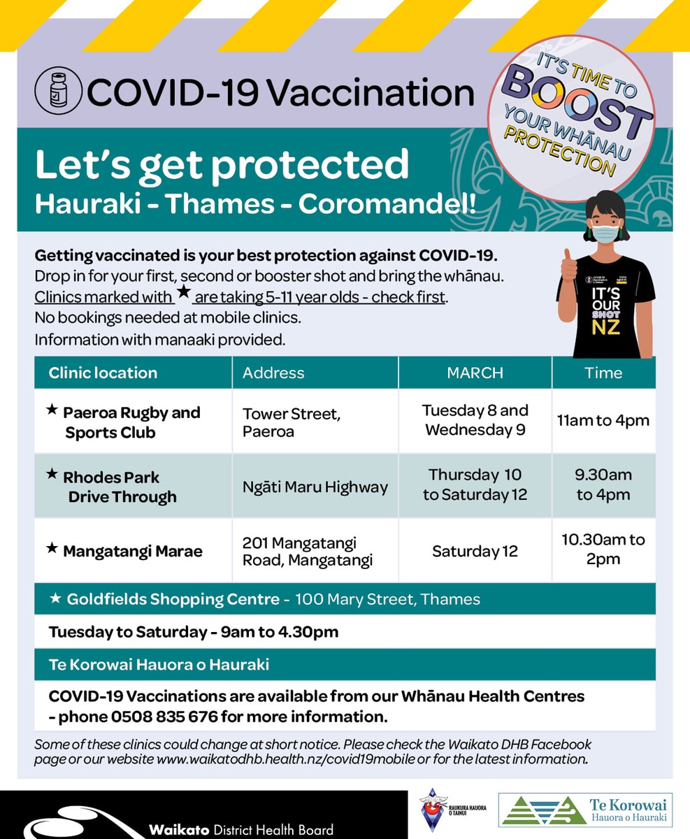 POP-UP VACCINATION CLINICS FOR WEEK STARTING 7 MARCH